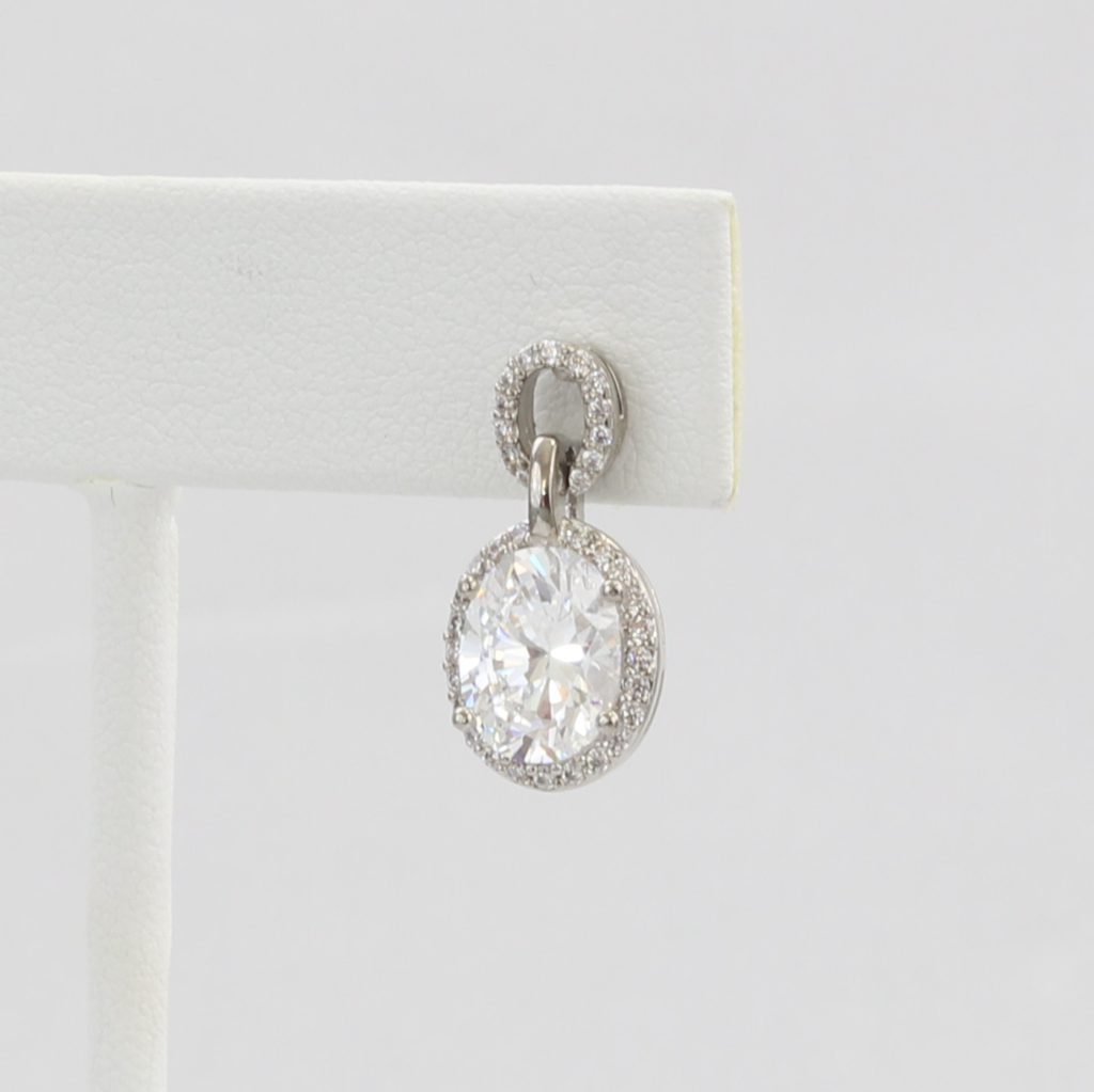 Bobby Schandra simulated diamond (Cubic Zirconia Diamond-quality Grade 5 ) dangle earring (10mm) Ivy and Pearl Boutique