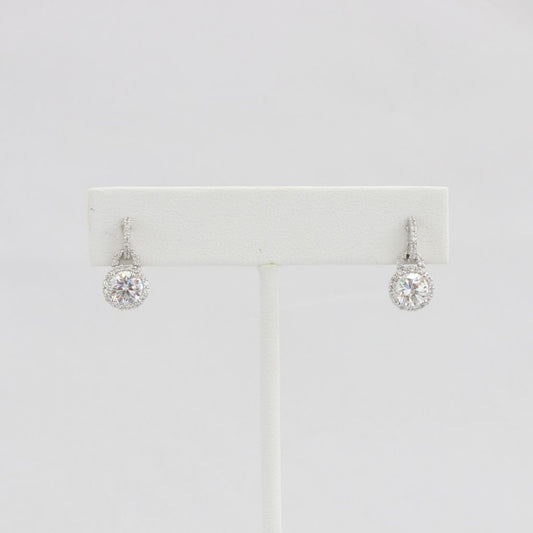 Bobby Schandra simulated diamond (Cubic Zirconia Diamond-quality Grade 5 ) dangle earring (7mm)  Ivy and Pearl Boutique