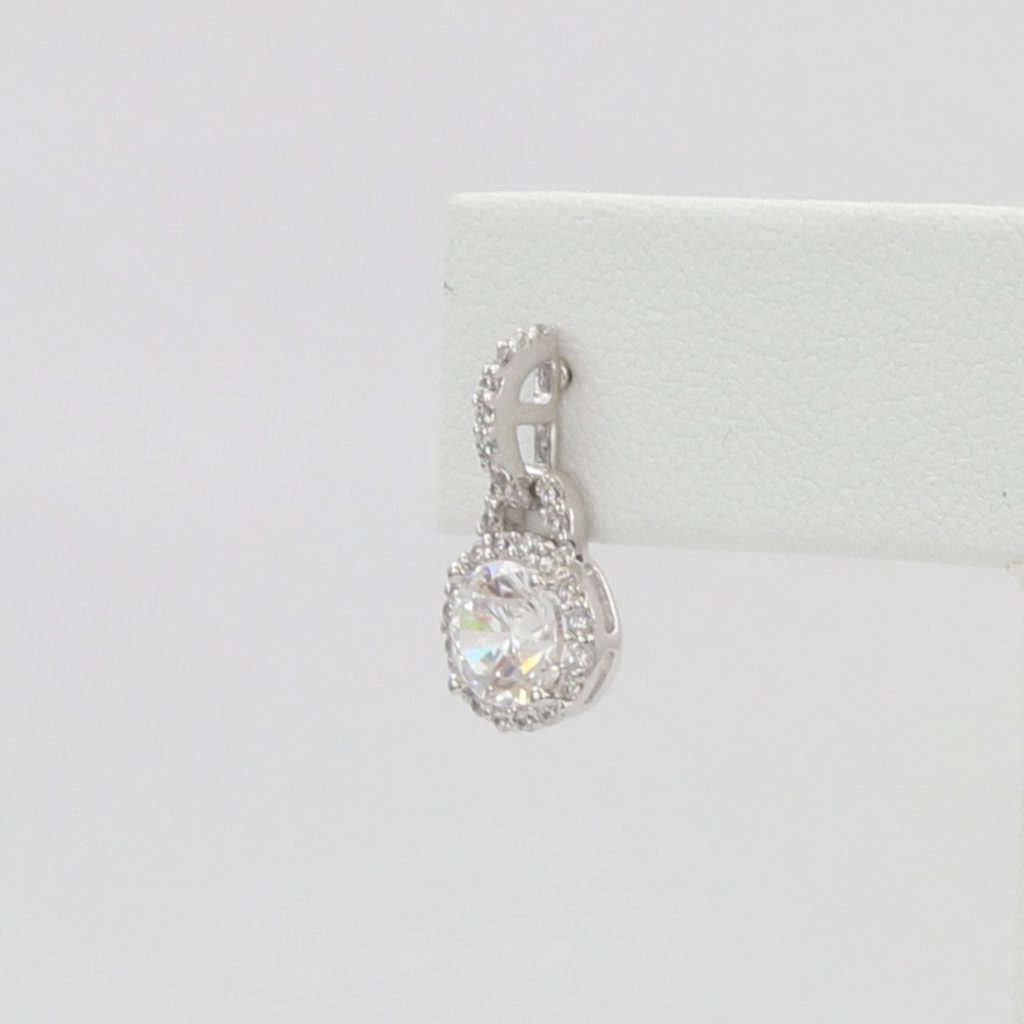 Bobby Schandra simulated diamond (Cubic Zirconia Diamond-quality Grade 5 ) dangle earring (7mm) Ivy and Pearl Boutique
