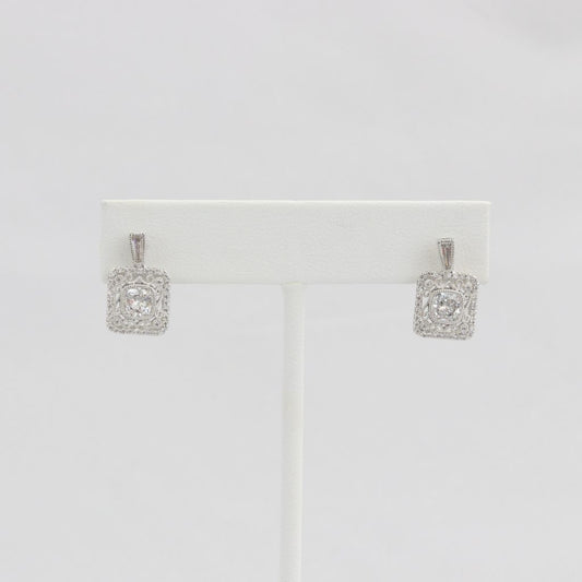 Bobby Schandra simulated diamond (Cubic Zirconia Diamond-quality Grade 5 ) dangle earring (5mm)  Ivy and Pearl Boutique