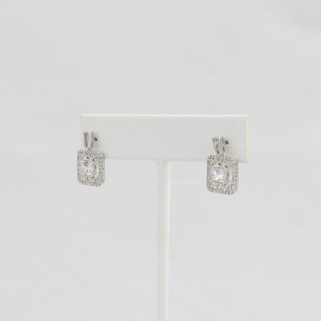 Bobby Schandra simulated diamond (Cubic Zirconia Diamond-quality Grade 5 ) dangle earring (5mm) Ivy and Pearl Boutique