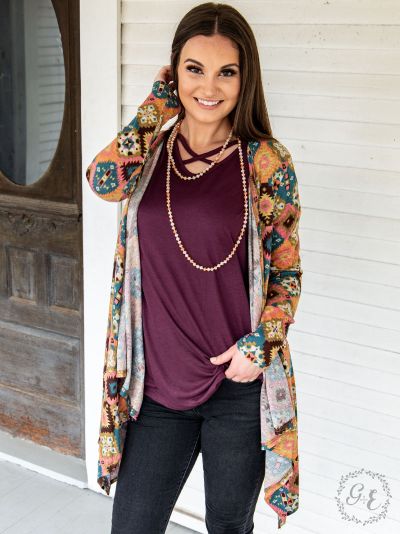 Cute bohemian/Aztec cardigan top Ivy and Pearl Boutique XL/2XL