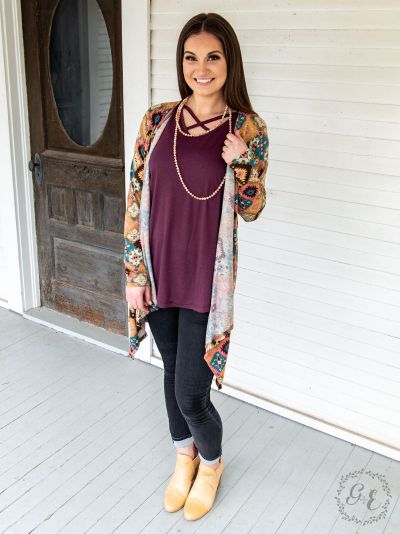 Cute bohemian/Aztec cardigan top Ivy and Pearl Boutique