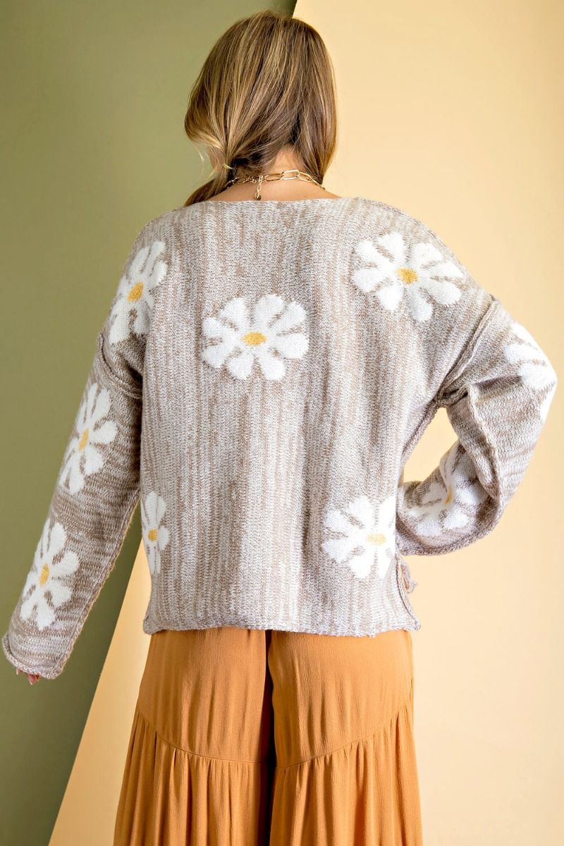 Daisy flower patterned loose fit sweater (multiple colors available) RESTOCKED Ivy and Pearl Boutique