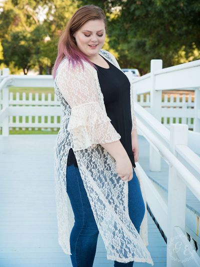 Delicate sheer lace duster Ivy and Pearl Boutique