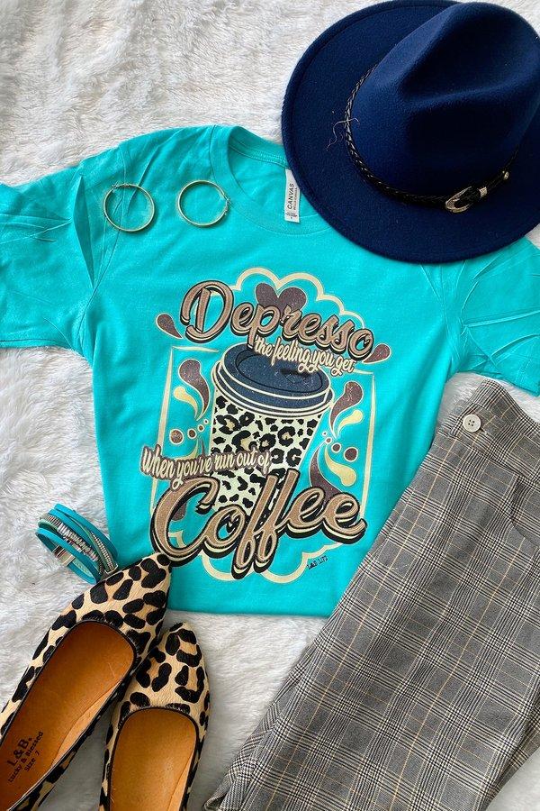 Depresso - The Feeling You Get When You've Run Out of Coffee T-Shirt Ivy and Pearl Boutique M