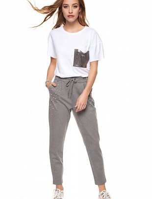 Dex Pull-On sweat pant with pearl studs details Ivy and Pearl Boutique