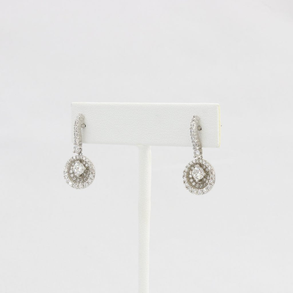 Bobby Schandra simulated diamond (Cubic Zirconia Diamond-quality Grade 5 ) dangle earring (4mm in 11mm case) Ivy and Pearl Boutique