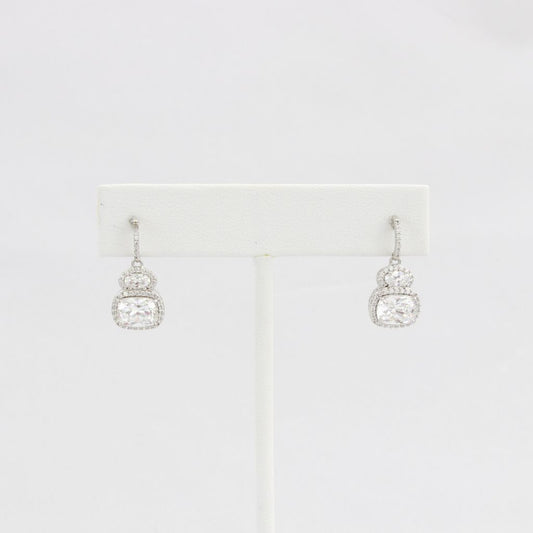 CLEARANCE (SEE NOTE IN DESC) - Bobby Schandra simulated diamond (Cubic Zirconia Diamond-quality Grade 5 ) dangle earring (10mm)  Ivy and Pearl Boutique