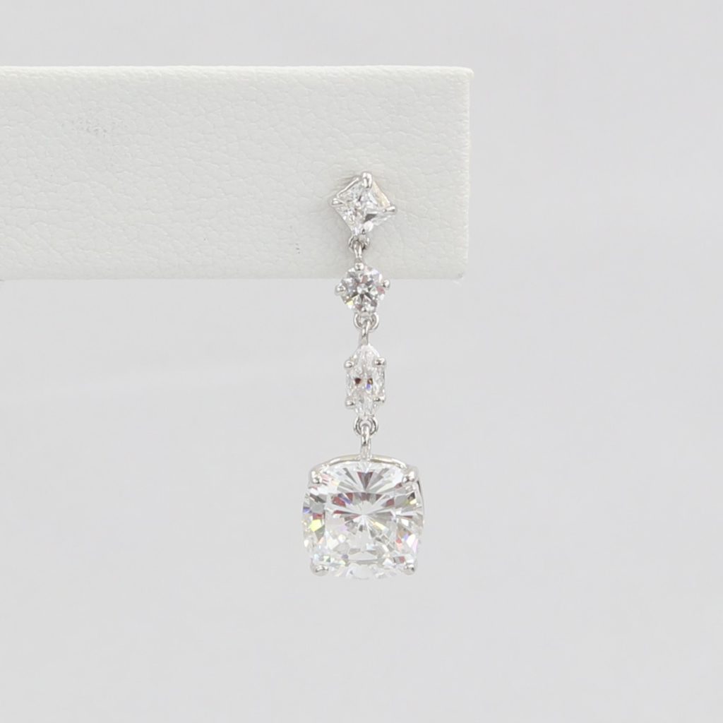 Bobby Schandra simulated diamond (Cubic Zirconia Diamond-quality Grade 5 ) dangle earring (9mm) Ivy and Pearl Boutique