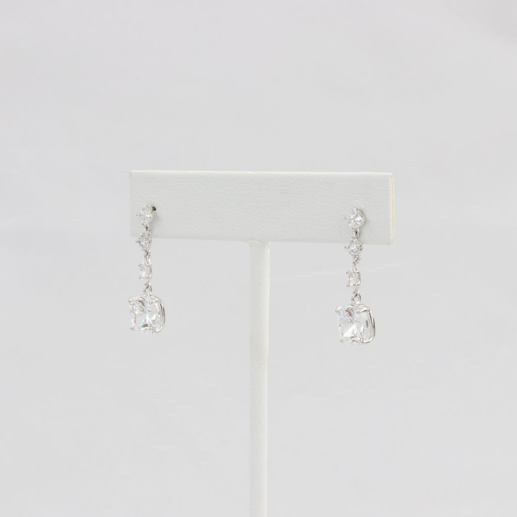 Bobby Schandra simulated diamond (Cubic Zirconia Diamond-quality Grade 5 ) dangle earring (9mm) Ivy and Pearl Boutique