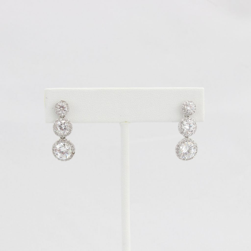CLEARANCE (SEE NOTE IN DESC) - Bobby Schandra simulated diamond (Cubic Zirconia Diamond-quality Grade 5 ) dangle earring (6mm and 7mm and 8mm) Ivy and Pearl Boutique