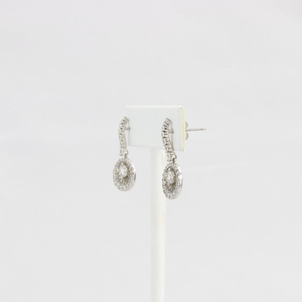 Bobby Schandra simulated diamond (Cubic Zirconia Diamond-quality Grade 5 ) dangle earring (4mm in 11mm case) Ivy and Pearl Boutique