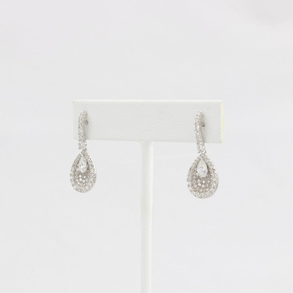 Bobby Schandra simulated diamond (Cubic Zirconia Diamond-quality Grade 5 ) dangle earring (15mm) Ivy and Pearl Boutique