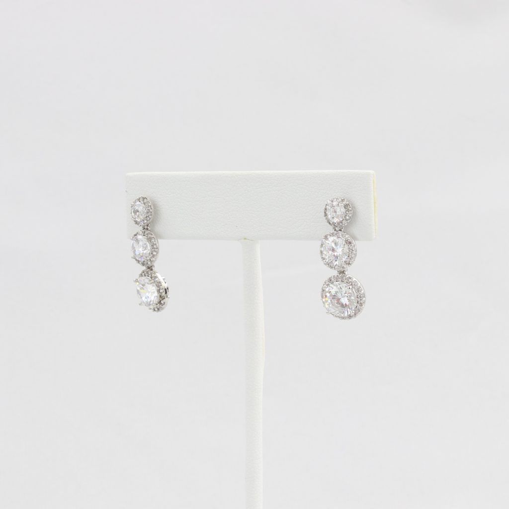 CLEARANCE (SEE NOTE IN DESC) - Bobby Schandra simulated diamond (Cubic Zirconia Diamond-quality Grade 5 ) dangle earring (6mm and 7mm and 8mm) Ivy and Pearl Boutique