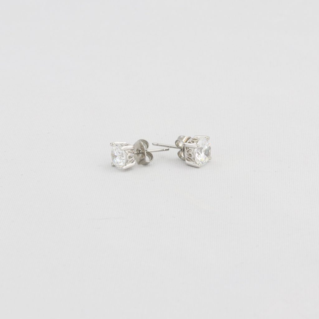 CLEARANCE (SEE NOTE IN DESC) - Bobby Schandra simulated diamond (Cubic Zirconia Diamond-quality Grade 5 ) stud earring (8mm) Ivy and Pearl Boutique