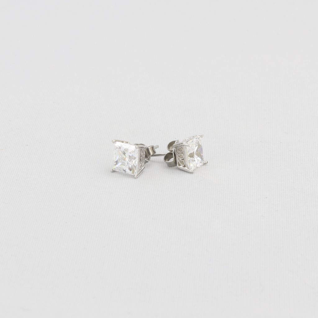 Bobby Schandra simulated diamond (Cubic Zirconia Diamond-quality Grade 5 ) stud earring (8mm) Ivy and Pearl Boutique