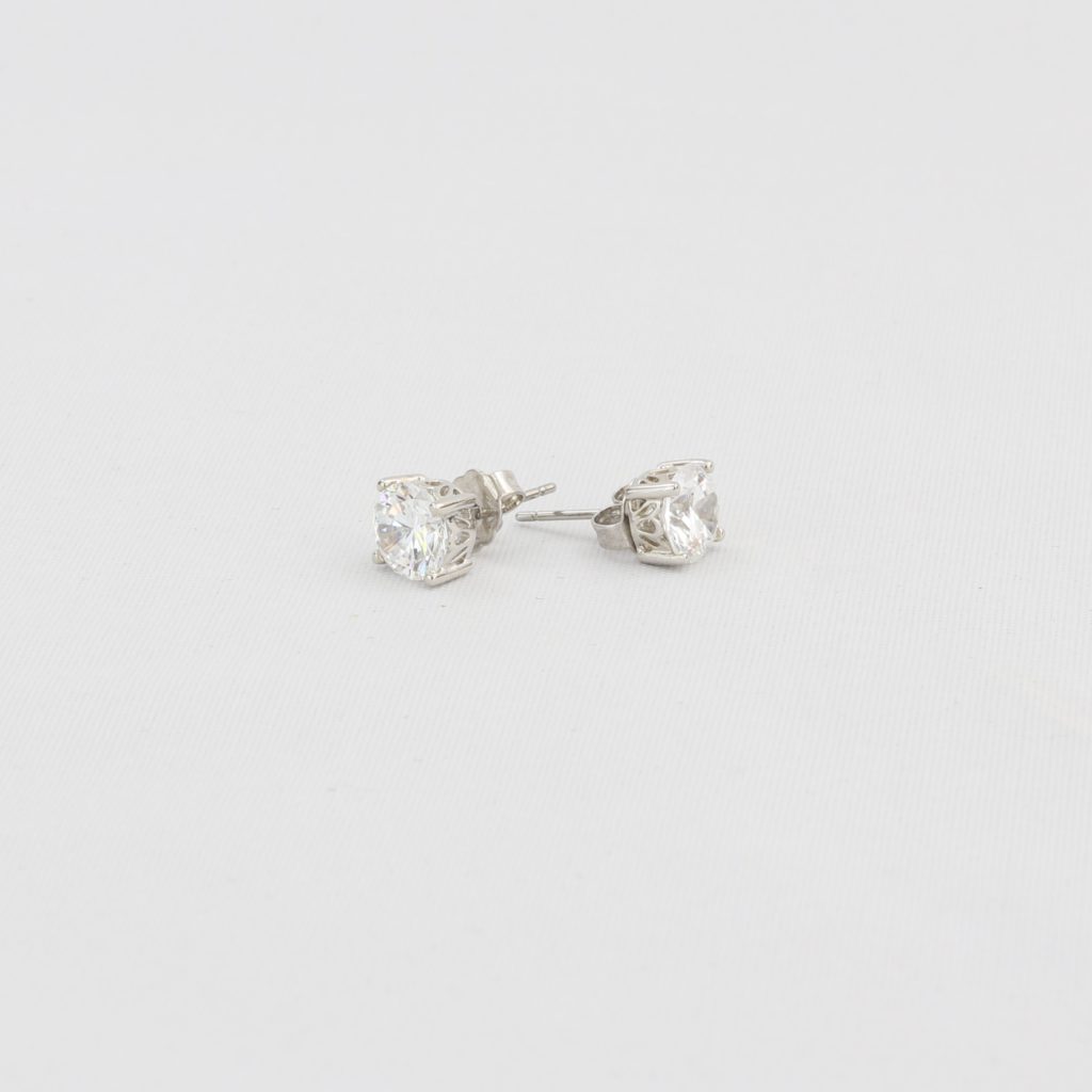 Bobby Schandra simulated diamond (Cubic Zirconia Diamond-quality Grade 5 ) stud earring (7mm) Ivy and Pearl Boutique