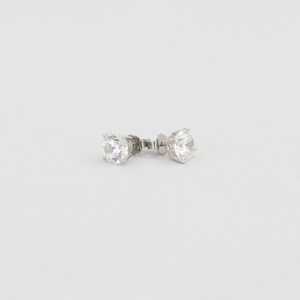 Bobby Schandra simulated diamond (Cubic Zirconia Diamond-quality Grade 5 ) stud earring (8mm) Ivy and Pearl Boutique