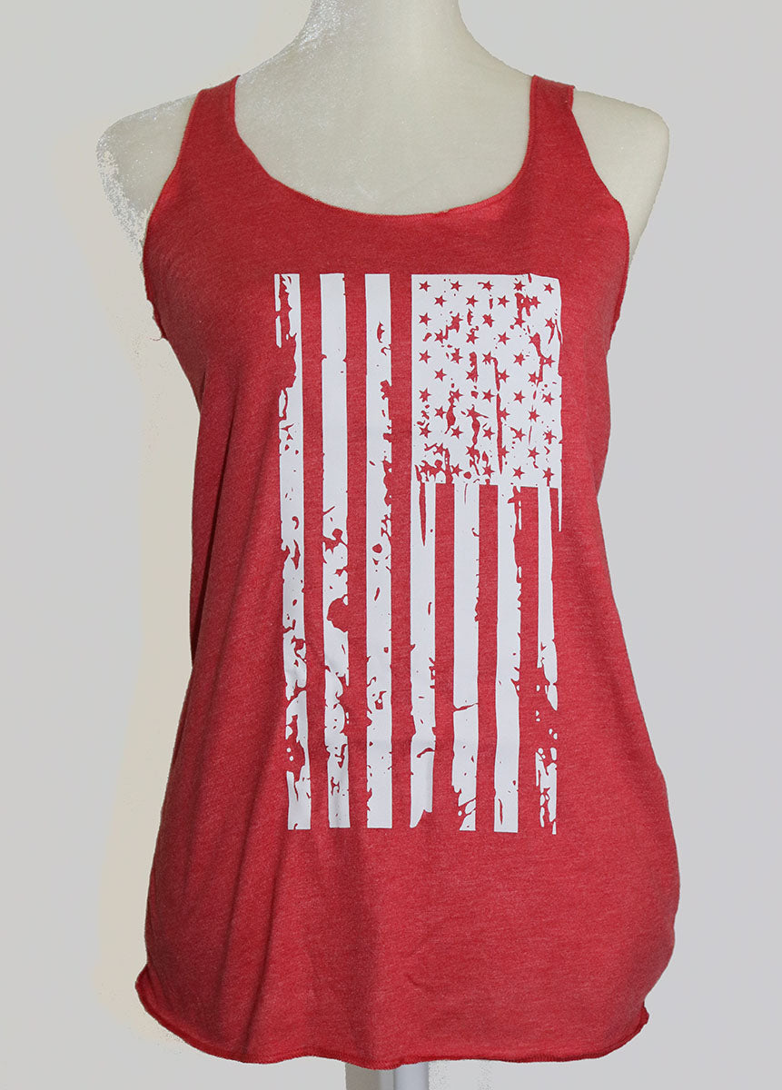 Distressed-Flag triblend racerback tank top Ivy and Pearl Boutique