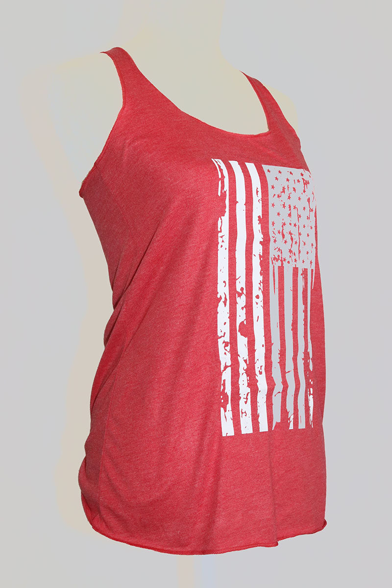 Distressed-Flag triblend racerback tank top Ivy and Pearl Boutique