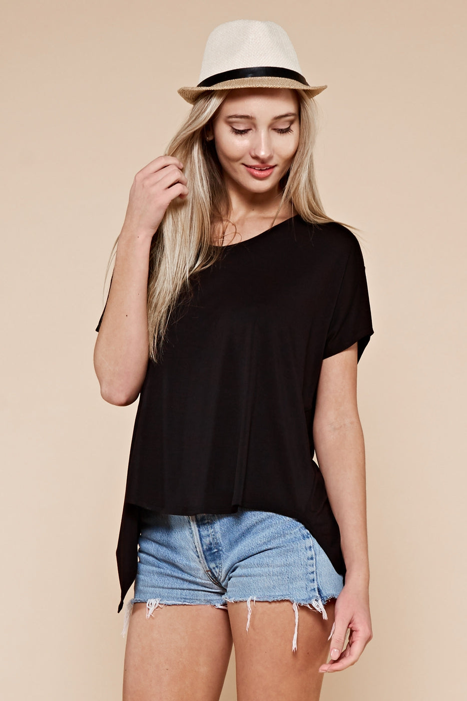 Dolman sleeve cupro knit top Ivy and Pearl Boutique Black S