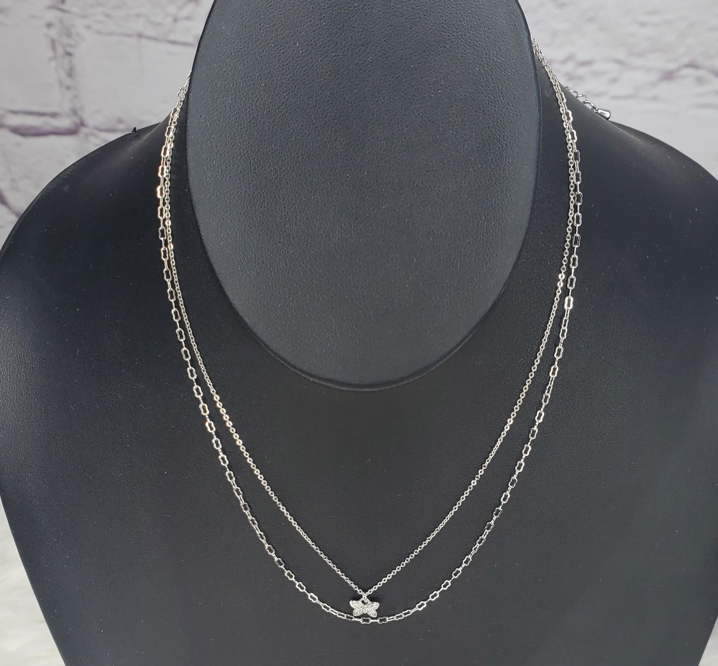 Dorothy dainty chain layered necklace with butterfly charm Ivy and Pearl Boutique