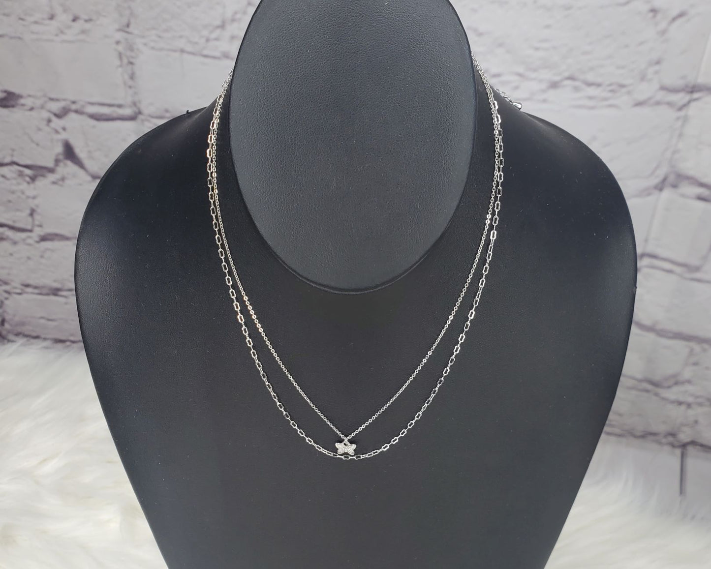 Dorothy dainty chain layered necklace with butterfly charm Ivy and Pearl Boutique