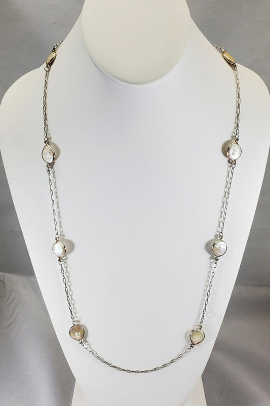 Dorothy Pearl Beaded Silver Necklace  Ivy and Pearl Boutique   