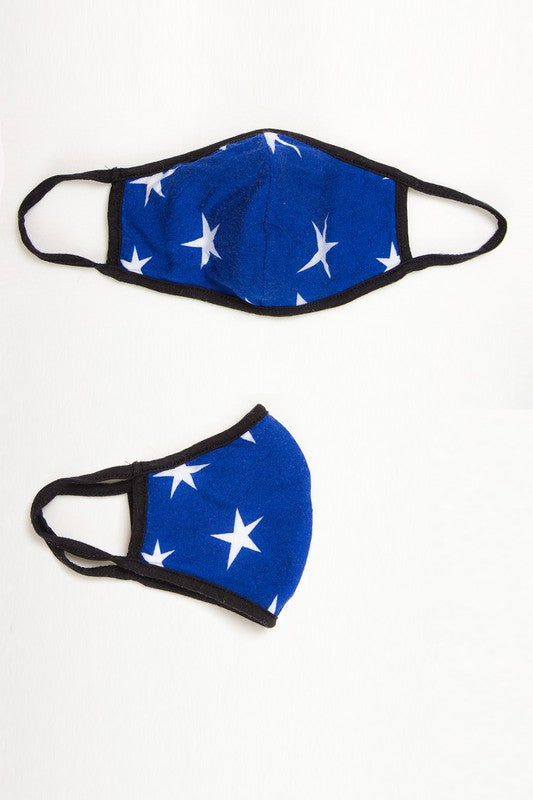 Double-layer stars on solid reusable face mask with filter pocket  Ivy and Pearl Boutique   