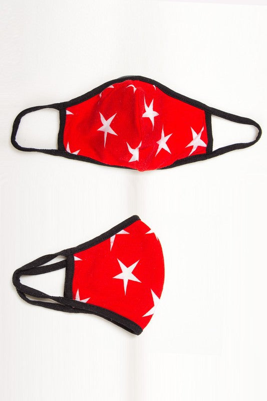 Double-layer stars on solid reusable face mask with filter pocket Ivy and Pearl Boutique Blue