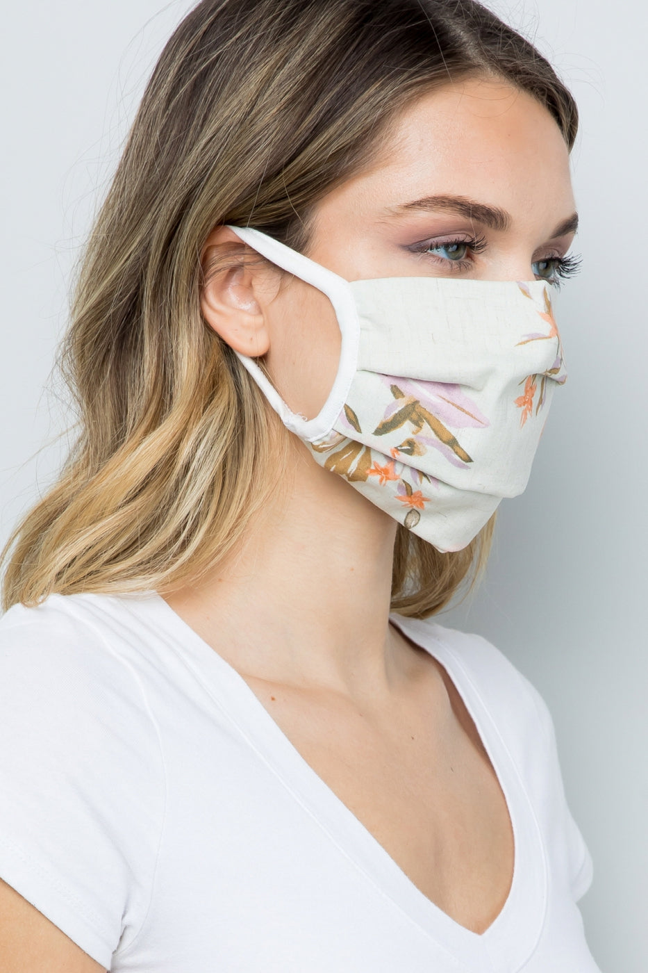 Double Layered Soft Linen Floral Fabric Face Mask Ivy and Pearl Boutique