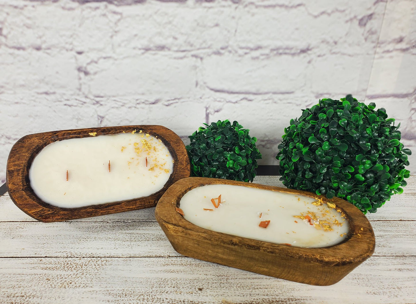 Dough Bowl Candles in Beautiful Reusable Wooden Bowls Ivy and Pearl Boutique Gold Fleck Banana Nut Bread