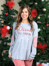 Drink 'till you're jolly long sleeve tee with striped elbow patches  Ivy and Pearl Boutique S