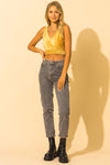 DZ Knit V-Neck Polyester/Spandex Crop Tank Top  Ivy and Pearl Boutique