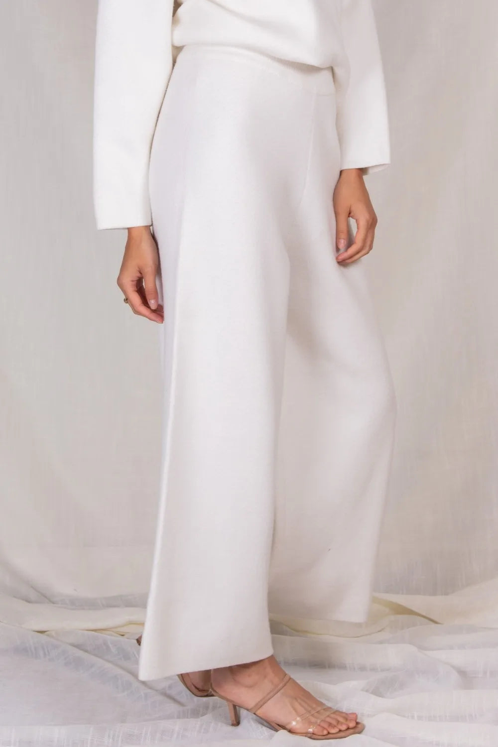 Elegant ankle length knit wide leg pants Ivy and Pearl Boutique