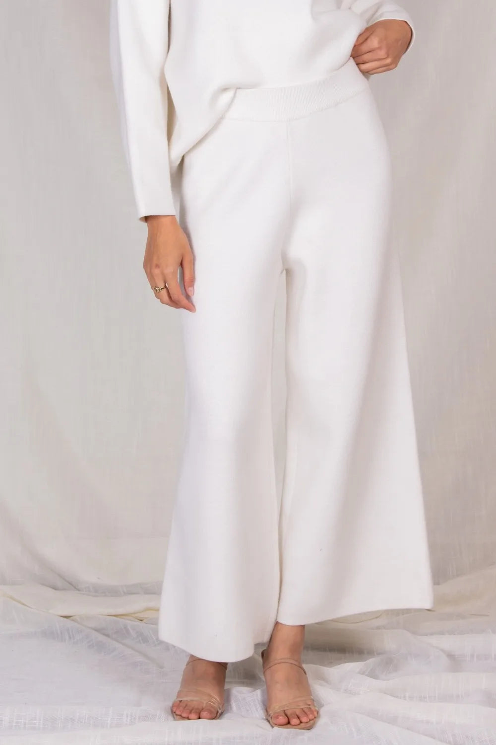 Elegant ankle length knit wide leg pants Ivy and Pearl Boutique