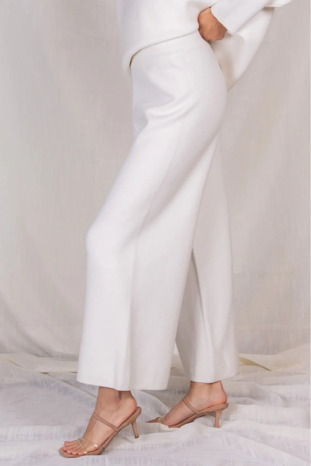 Elegant ankle length knit wide leg pants Ivy and Pearl Boutique