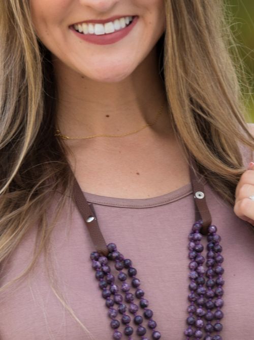 Essential Bead Leather Necklace Extender Ivy and Pearl Boutique Black