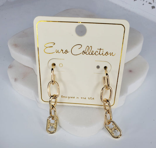 Euro Collection 4-link chain and charm earrings  Ivy and Pearl Boutique Gold
