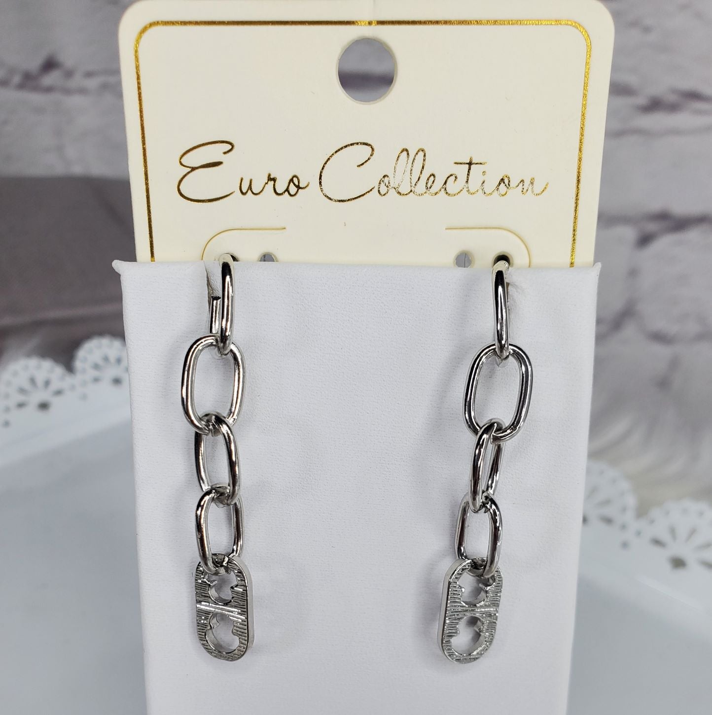Euro Collection 4-link chain and charm earrings  Ivy and Pearl Boutique
