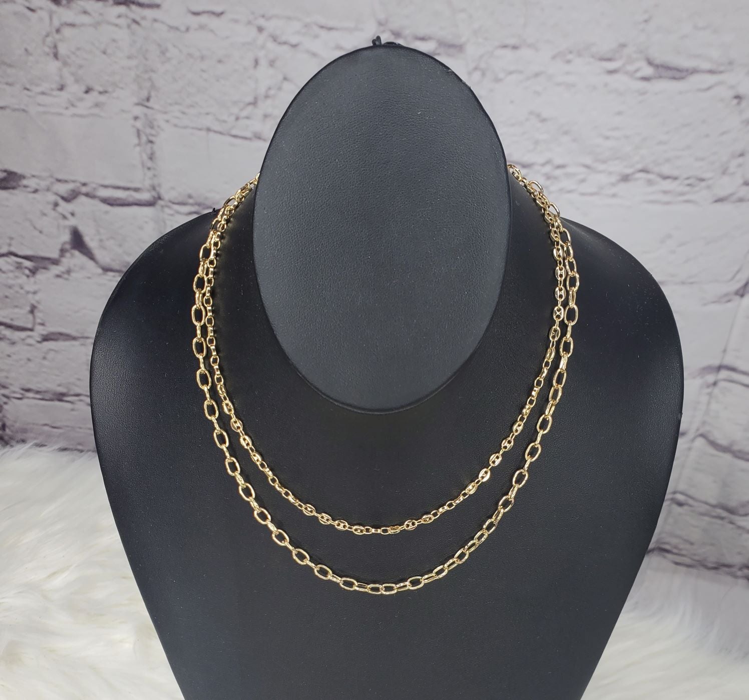 Euro Collection layered decorative chain necklace