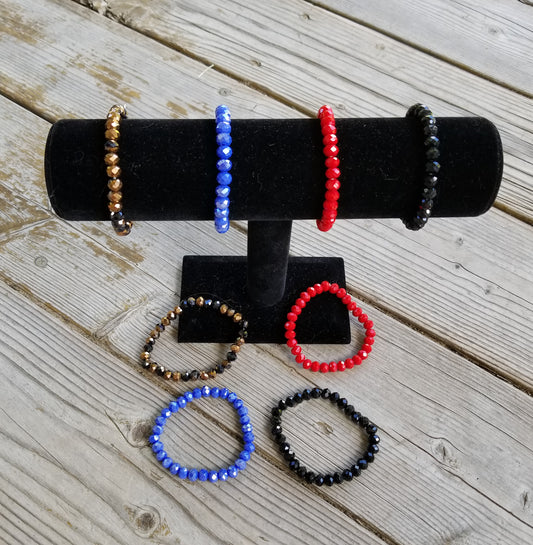 Faceted 7mm crystal beaded bracelet  Ivy and Pearl Boutique Black