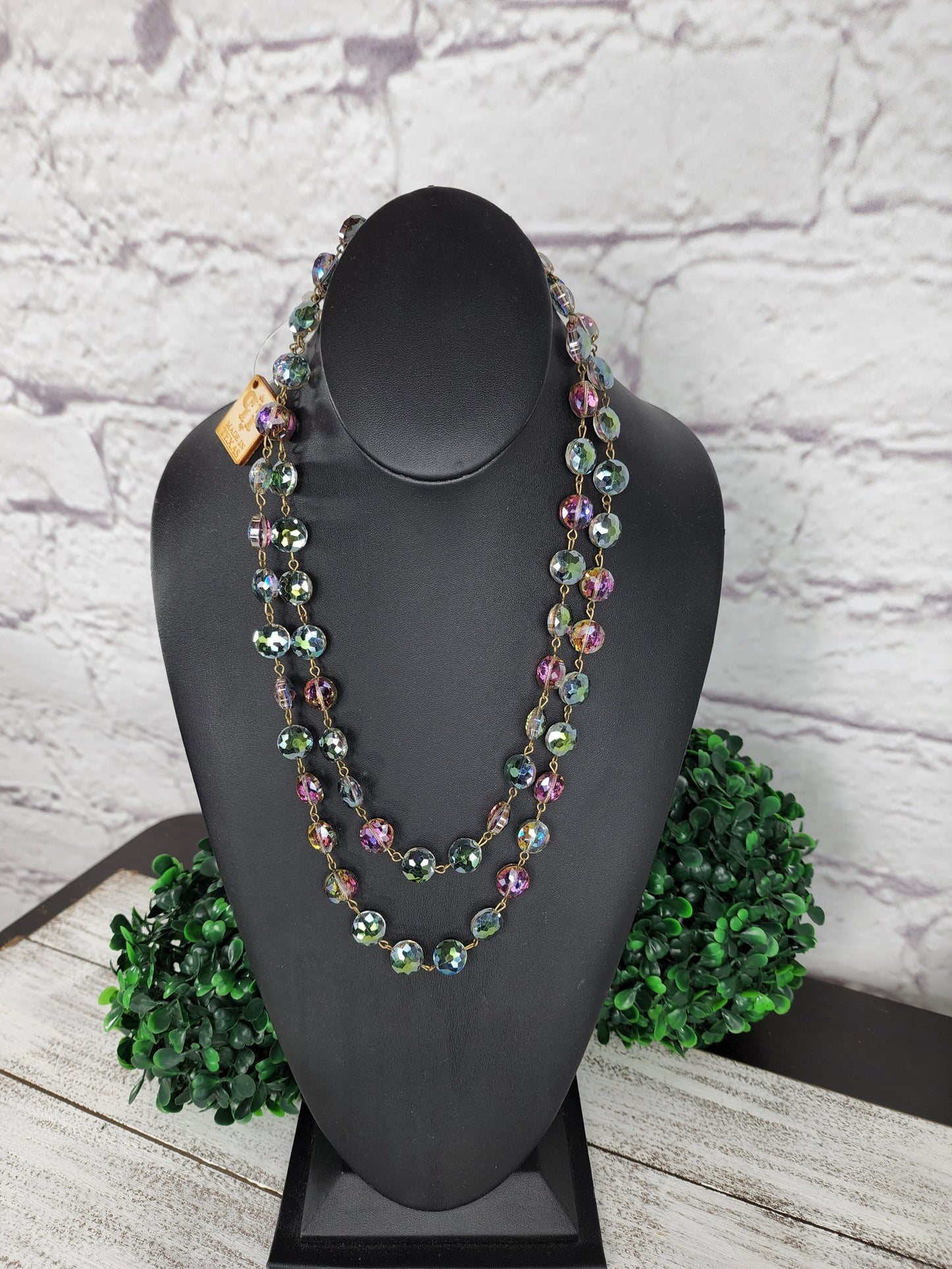 Faceted crystal on bronze wire necklace  Ivy and Pearl Boutique   