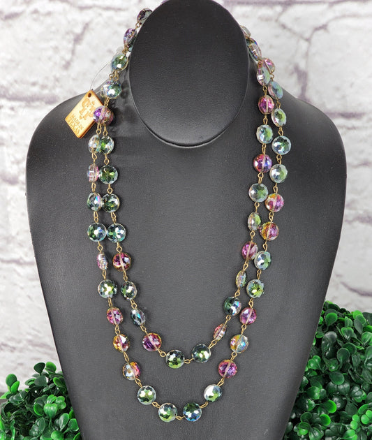Faceted crystal on bronze wire necklace  Ivy and Pearl Boutique