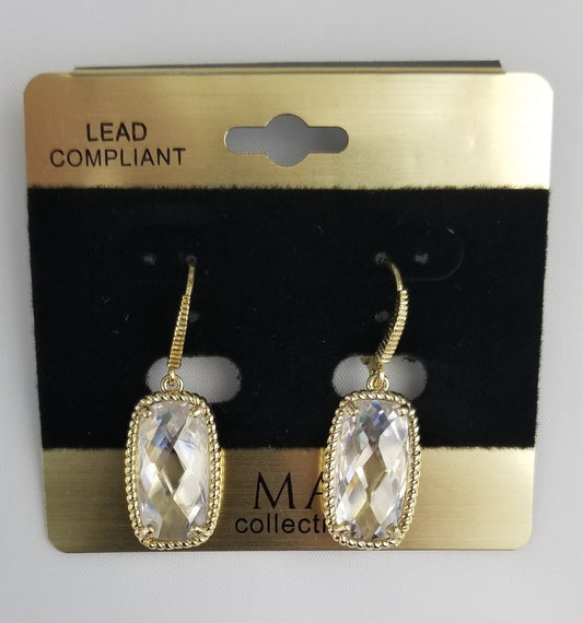 Faceted faux-diamond earring with gold rope trim  Ivy and Pearl Boutique