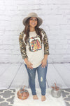 Fall leopard sleeve T-shirt  Ivy and Pearl Boutique