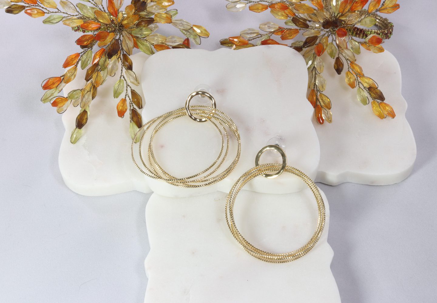 Five-hoop rigid snake-chain earring Ivy and Pearl Boutique