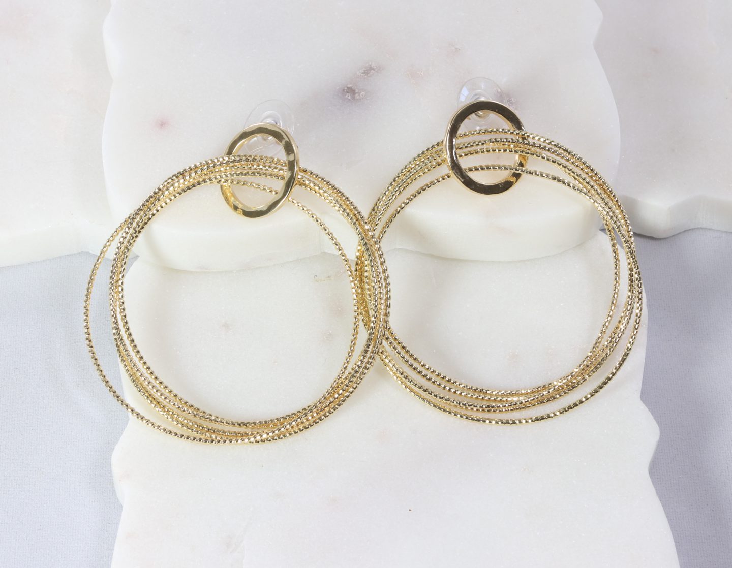 Five-hoop rigid snake-chain earring Ivy and Pearl Boutique Gold
