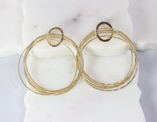 Five-hoop rigid snake-chain earring  Ivy and Pearl Boutique Gold